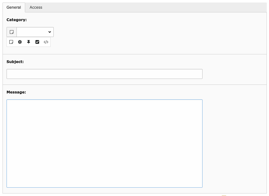 The internal note input form