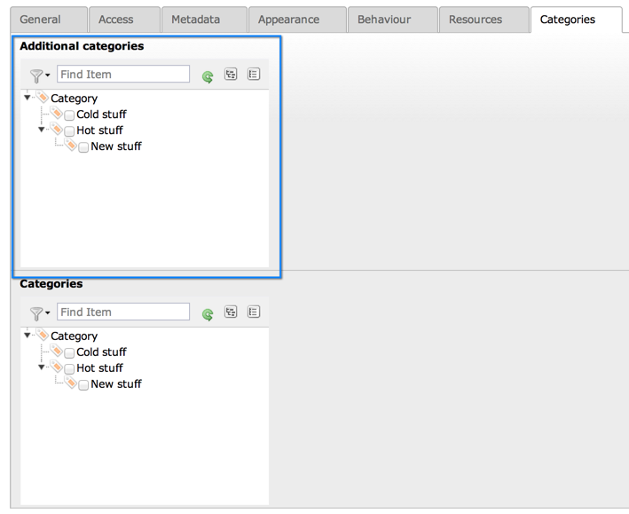 The new categories-relation field
