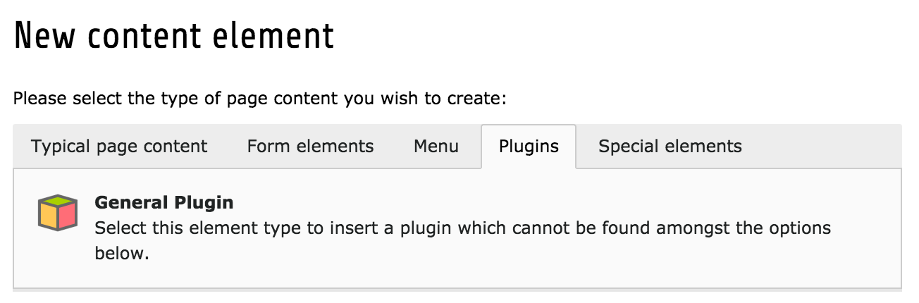 The modified content element wizard