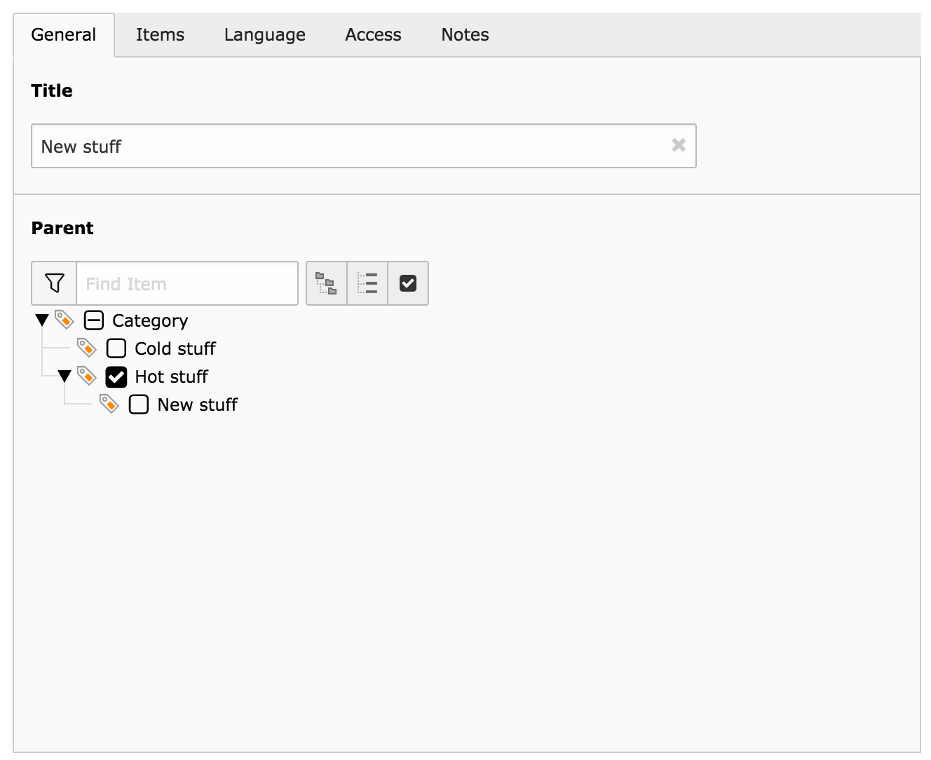 Editing a category