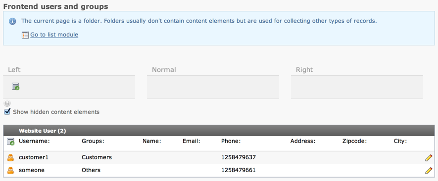Page module with records list