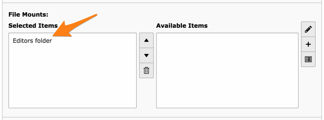 The file mount is assigned to the "Editors" group
