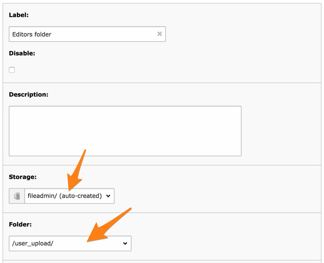A file mount poiting to the "user_upload" directory
